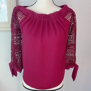 Express Red crochet Off the shoulder  Top